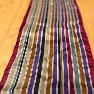 100% Silk Striped Scarf Burgundy | Made in Japan | small hole